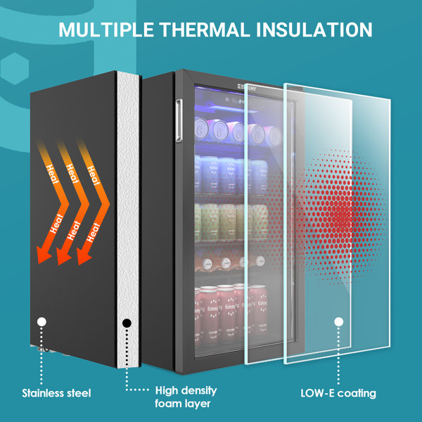 Euhomy 120 Cans (12 oz.) Freestanding Beverage Refrigerator with Wine